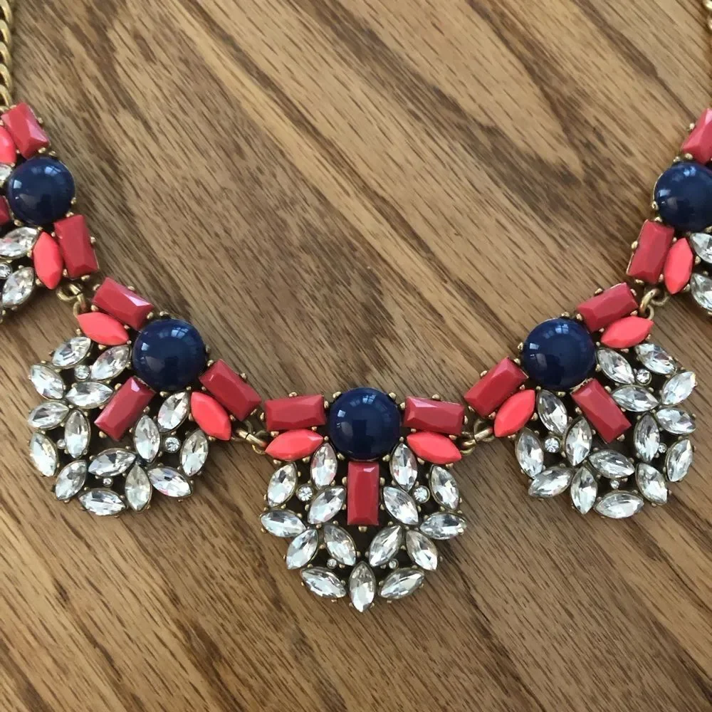 J.Crew | Rhinestone Cabochon Pendant Necklace | 18” Adjustable